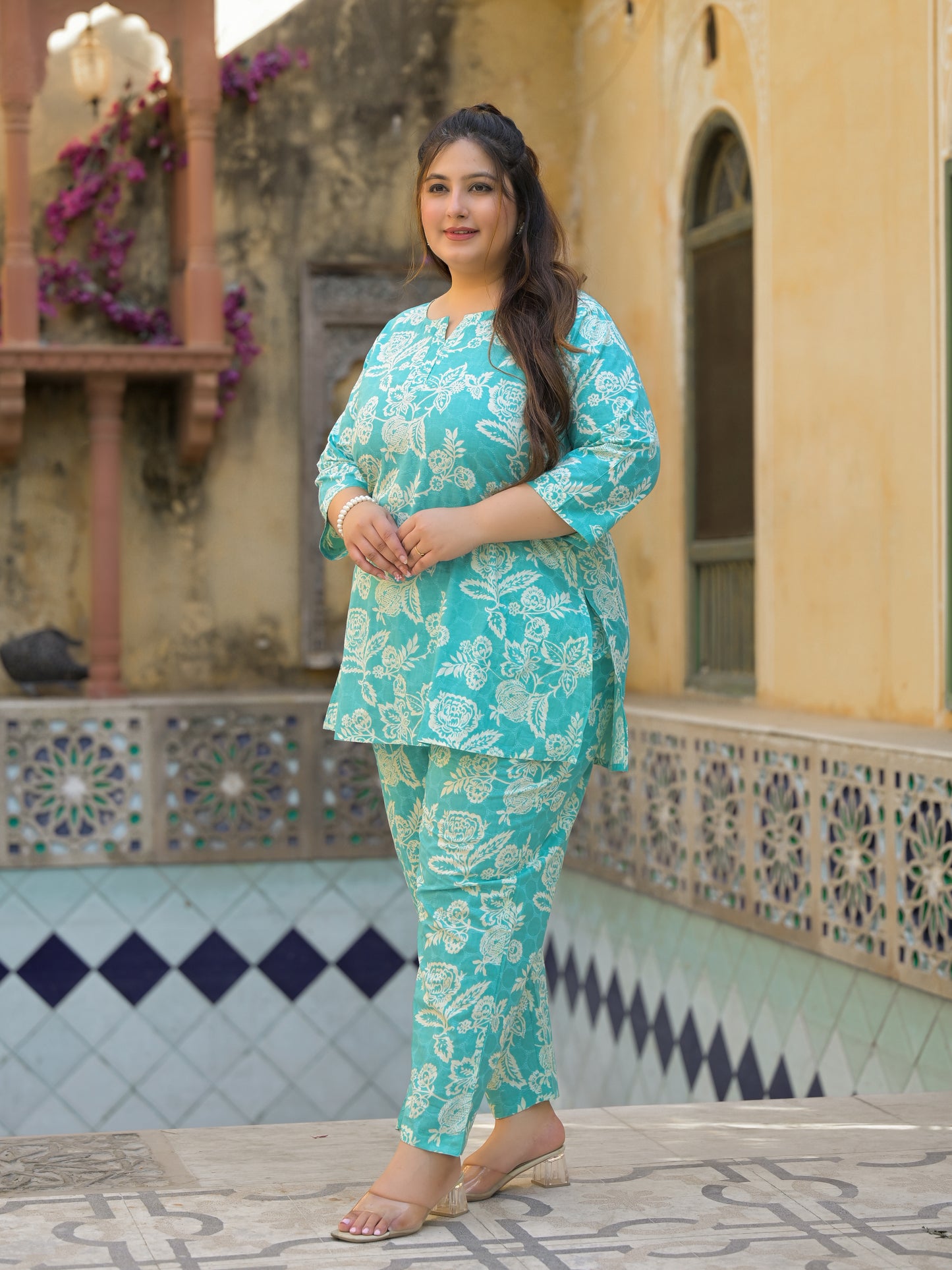 Rama Green Floral Print Pure Cotton Co-Ord Set