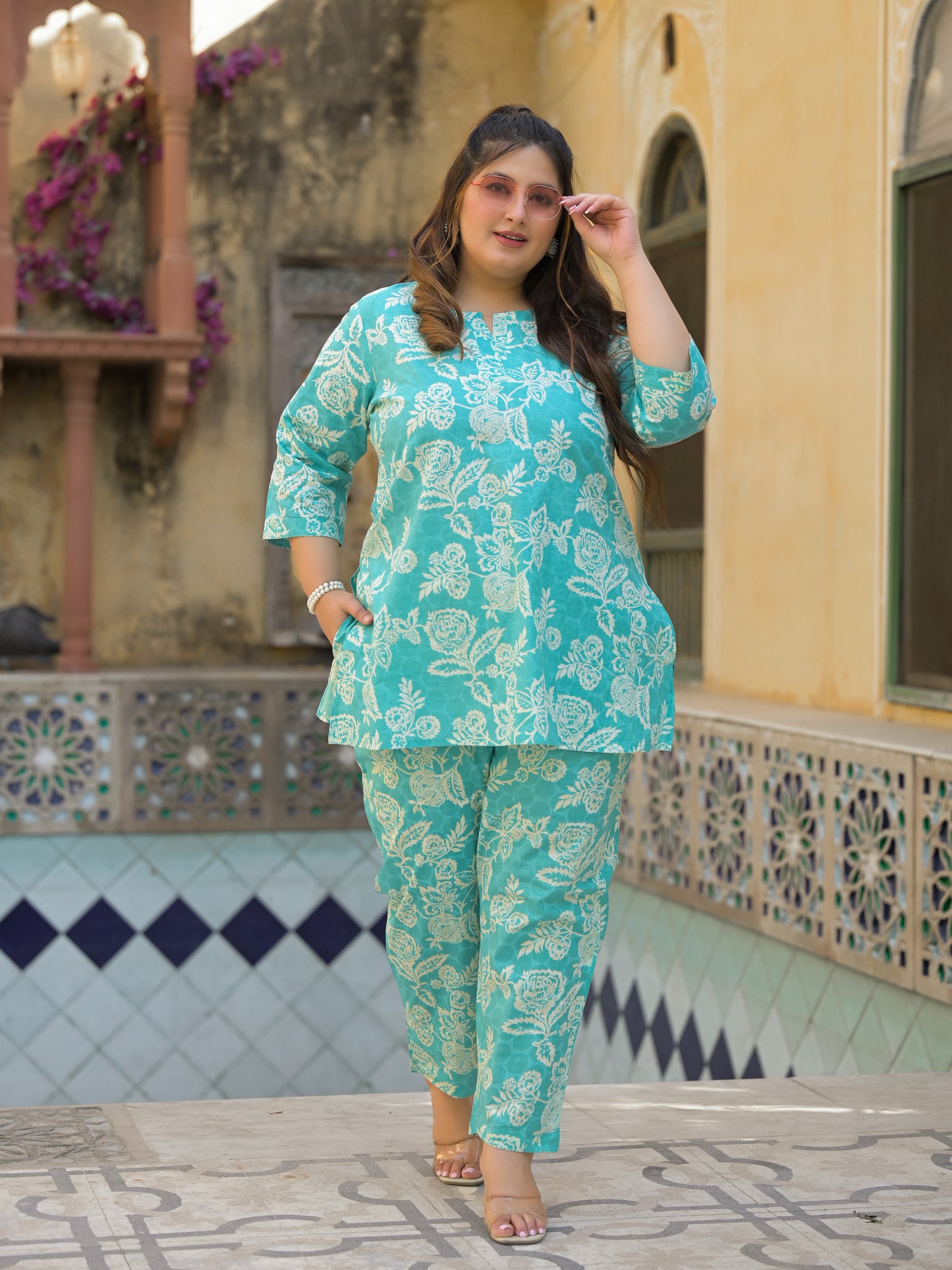 Rama Green Floral Print Pure Cotton Co-Ord Set