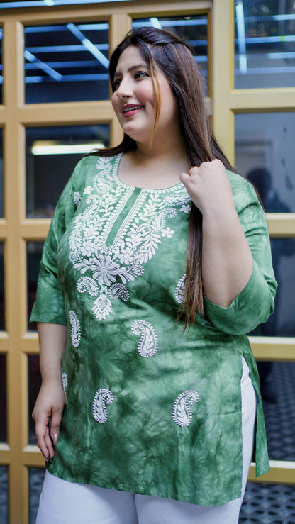 Green Embroidered Regular Top