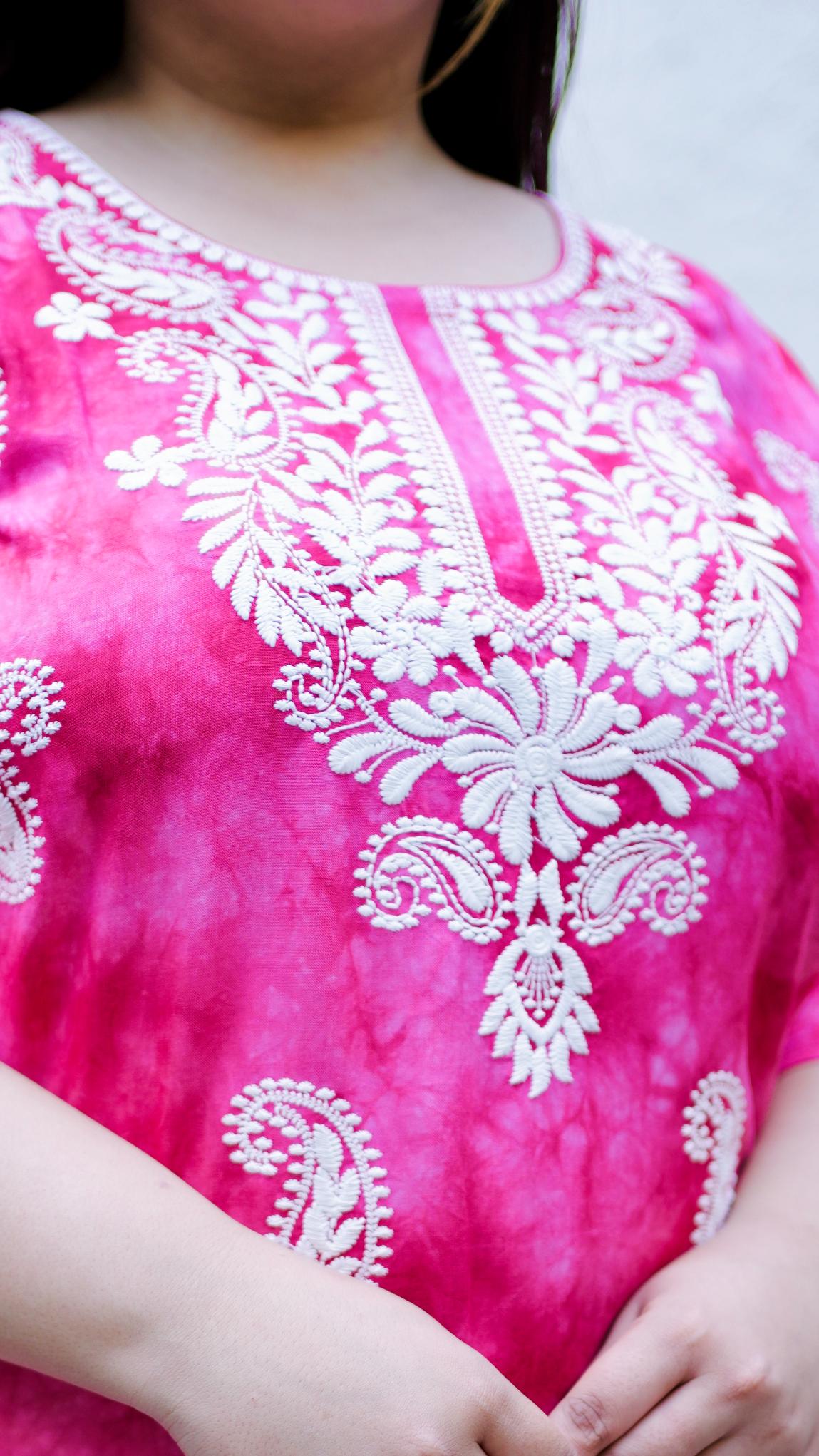 Pink Embroidered Regular Top