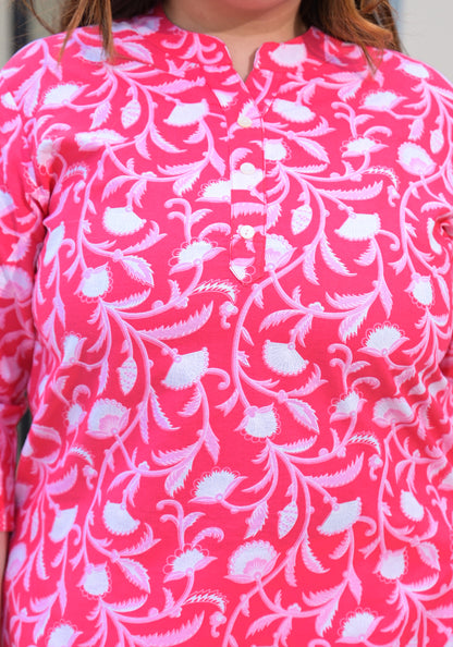 Pink Printed Pure Cotton Top