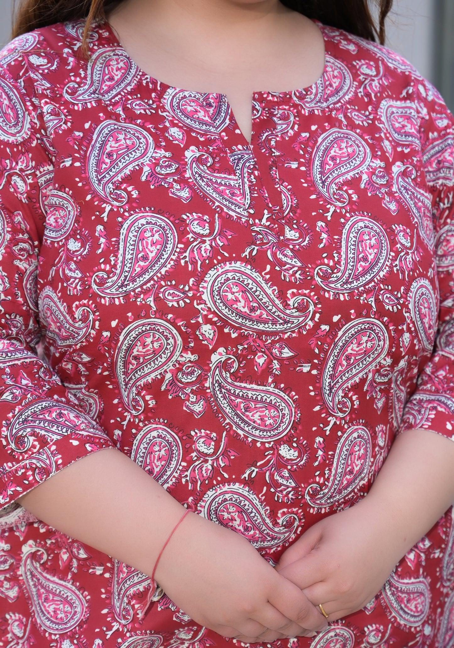 Maroon Printed Pure Cotton Top