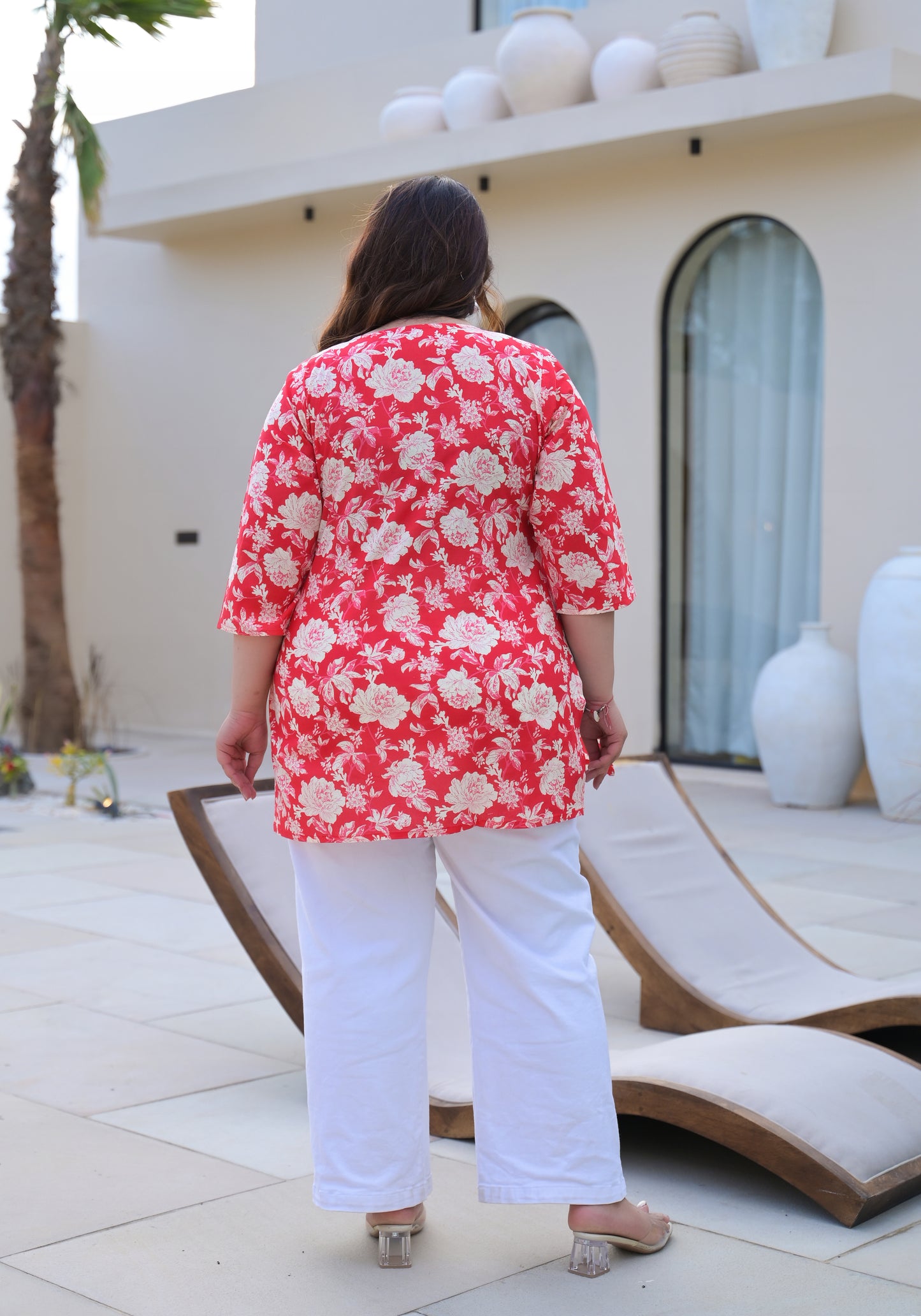 Red Printed Pure Cotton Top