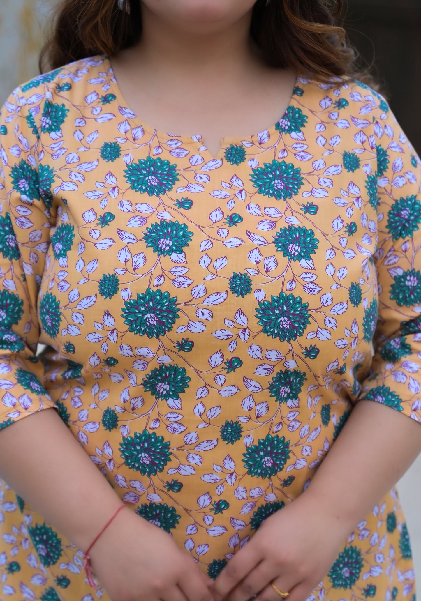 Yellow Printed Pure Cotton Top