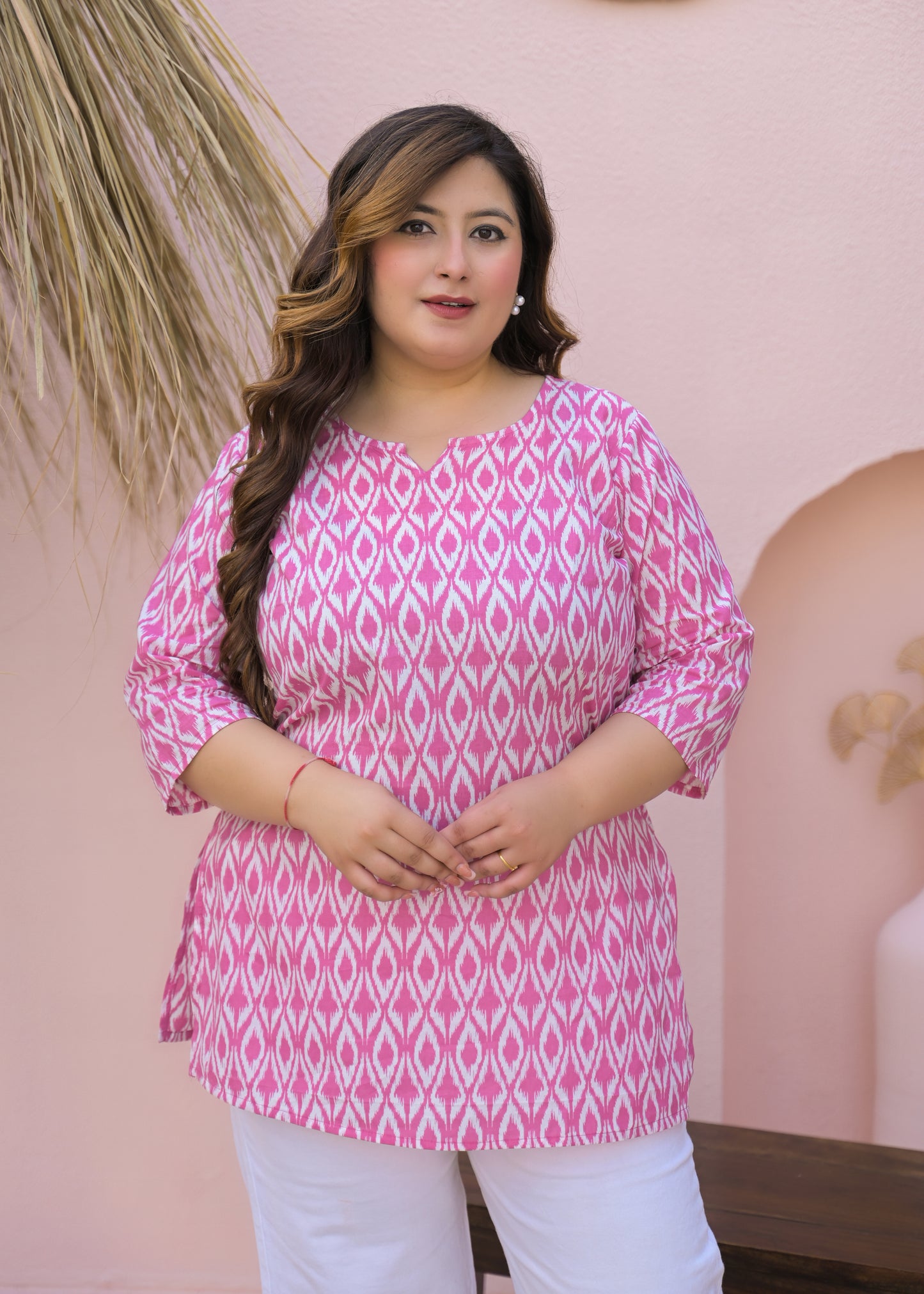 Pink Printed Pure Cotton Top