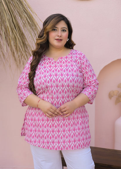 Pink Printed Pure Cotton Top