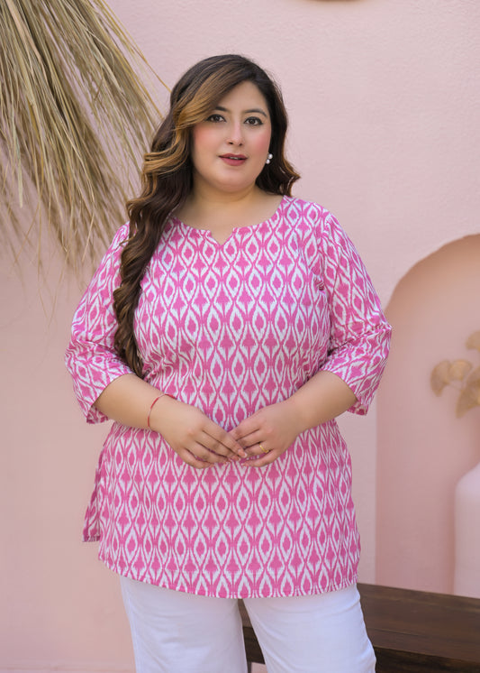 Pink Printed Pure Cotton Top