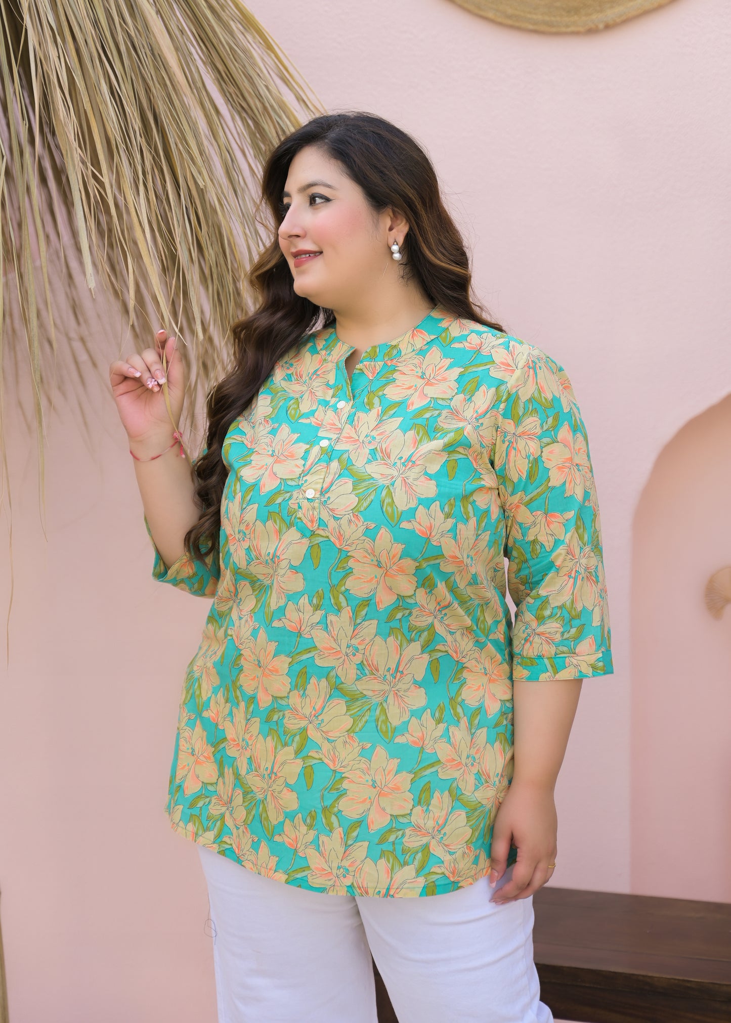 Green Printed Pure Cotton Top