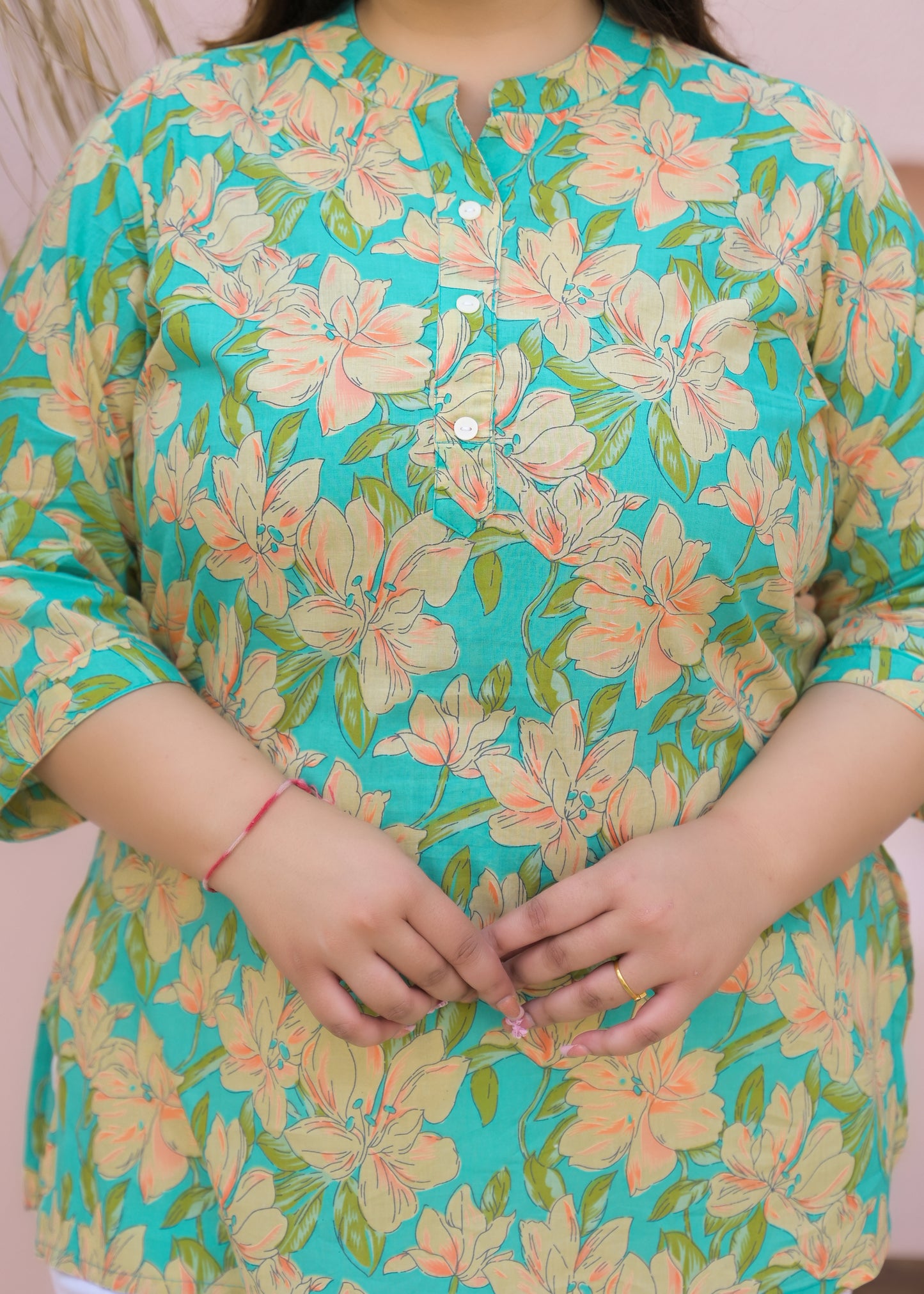 Green Printed Pure Cotton Top