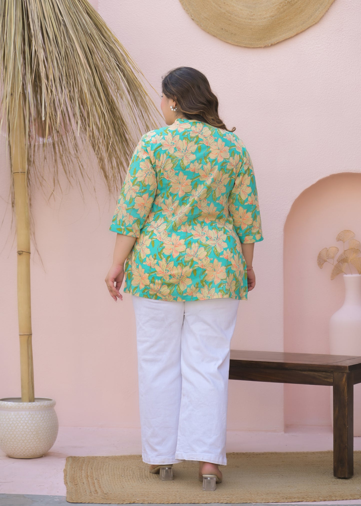 Green Printed Pure Cotton Top