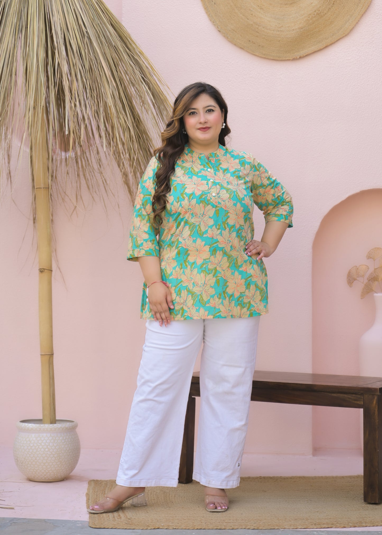 Green Printed Pure Cotton Top