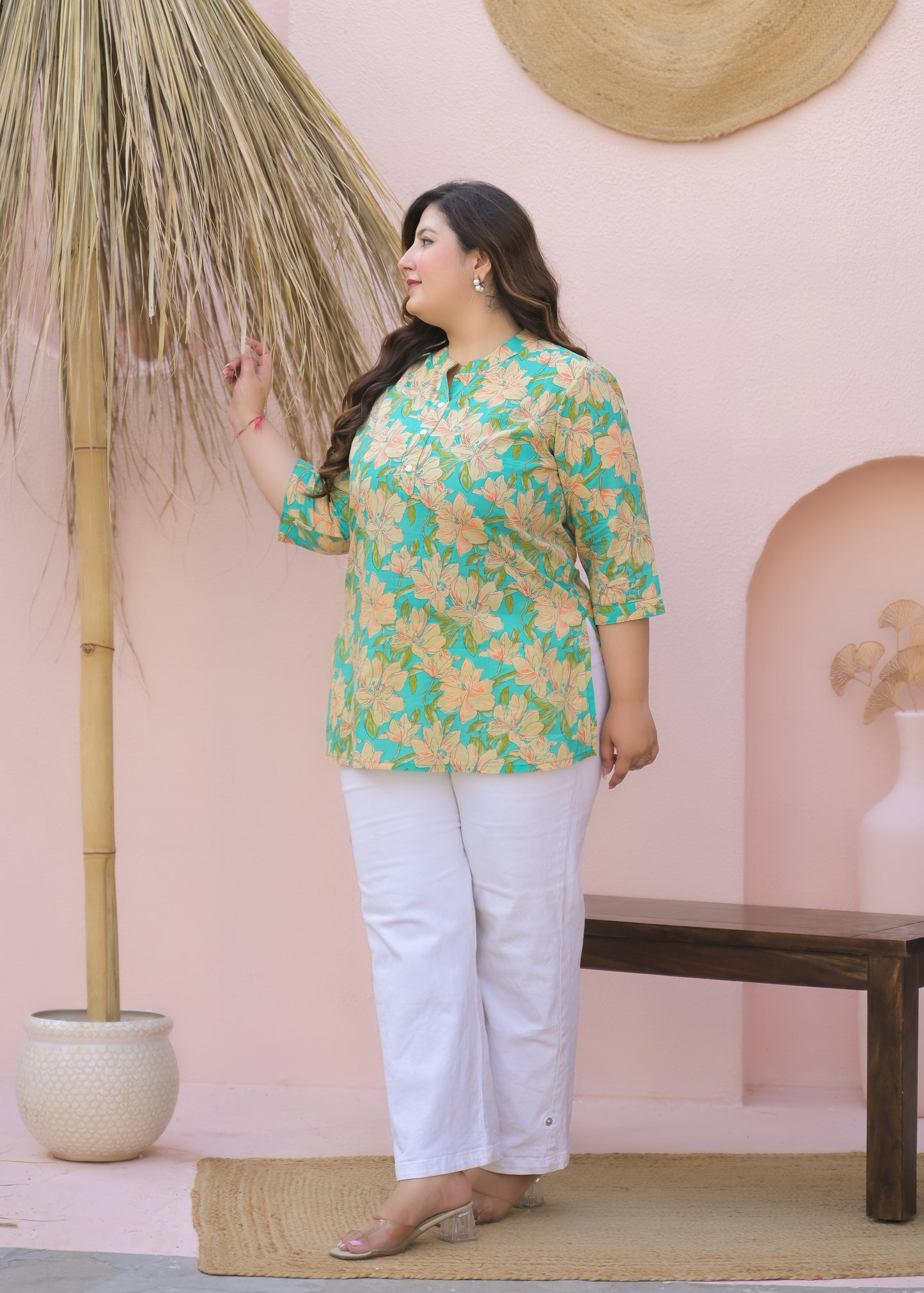 Green Printed Pure Cotton Top