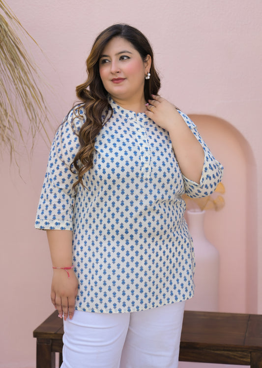 Grey Printed Pure Cotton Top