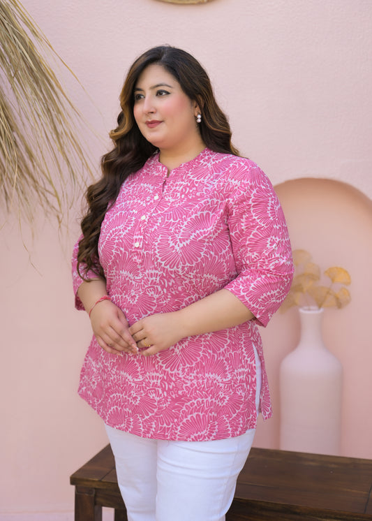Pink Printed Pure Cotton Top
