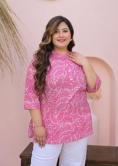 Pink Printed Pure Cotton Top