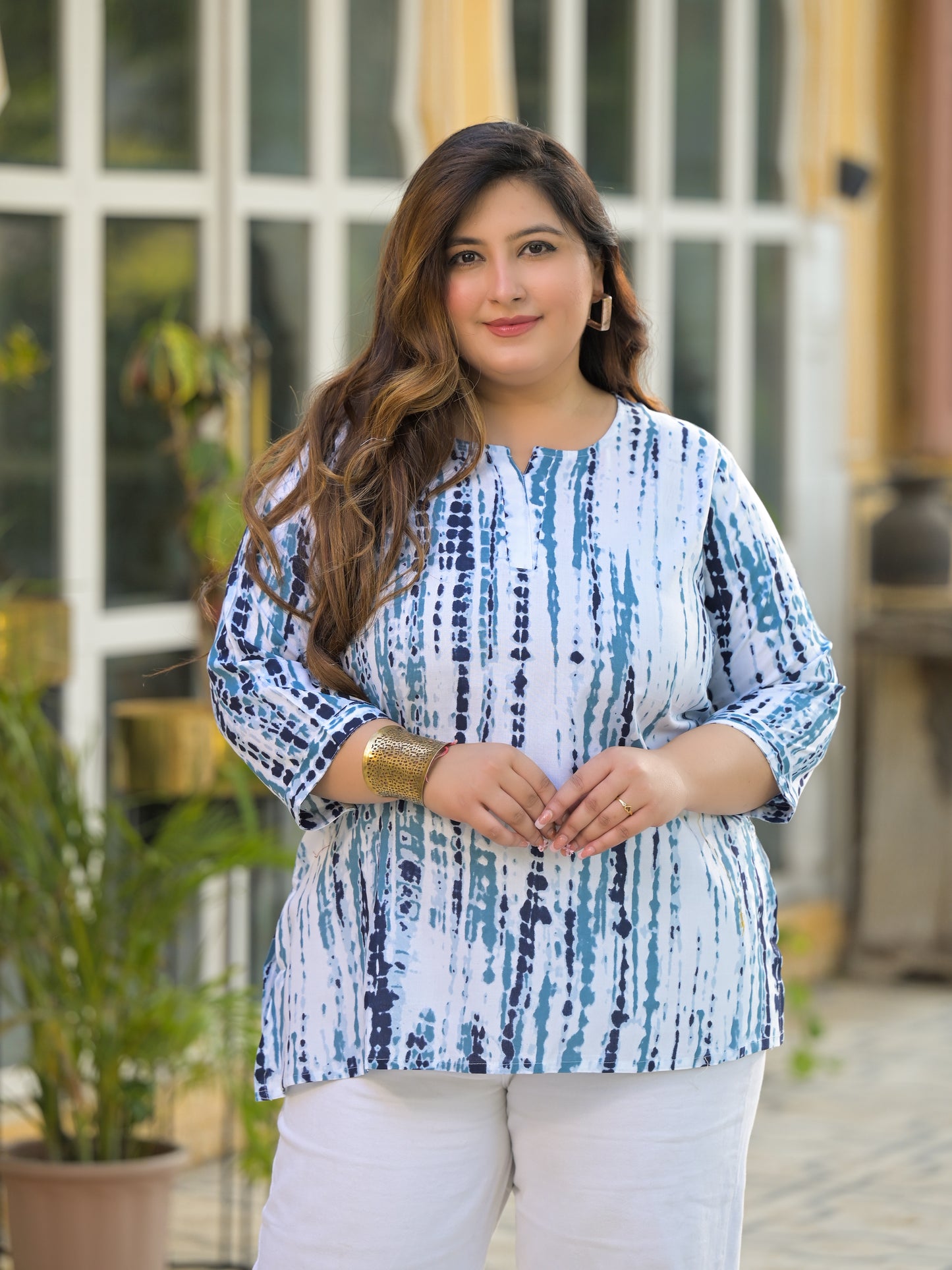 Blue Tie-Dye Tunic Top