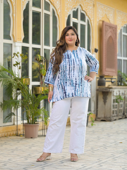 Blue Tie-Dye Tunic Top