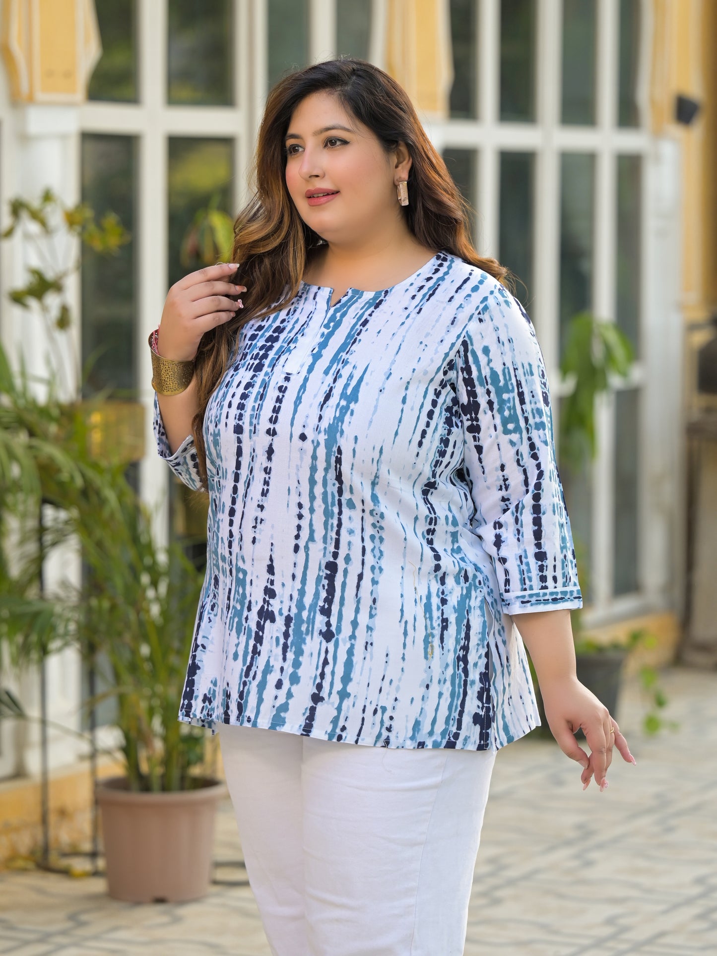 Blue Tie-Dye Tunic Top