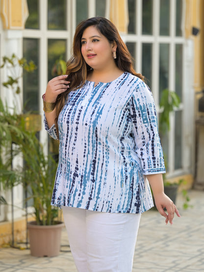 Blue Tie-Dye Tunic Top