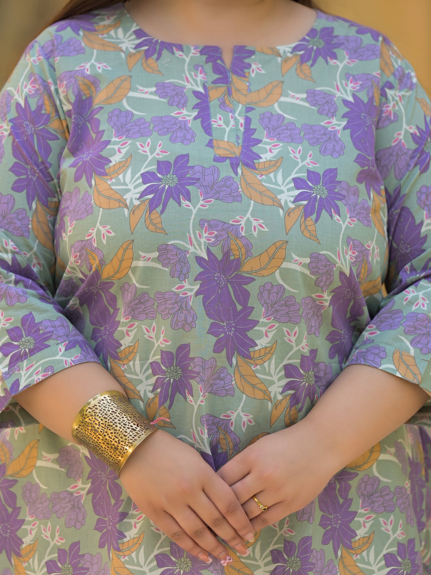 Green Printed Pure Cotton Top