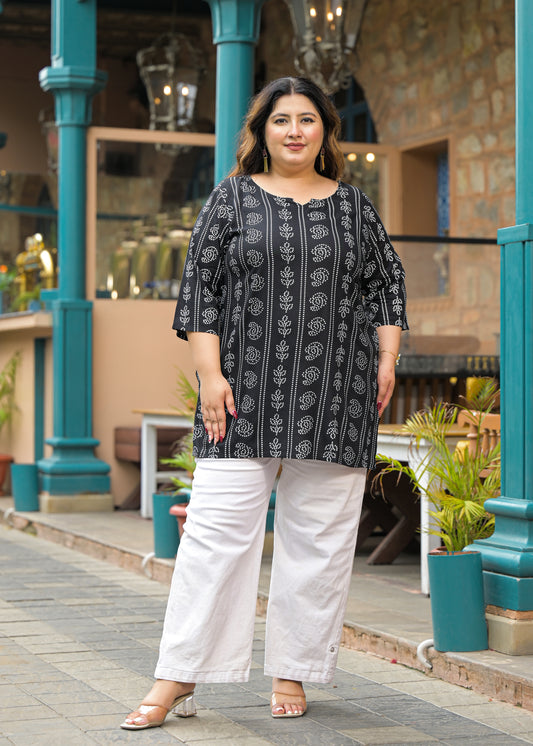 Black Bandhani Print Ethnic Top
