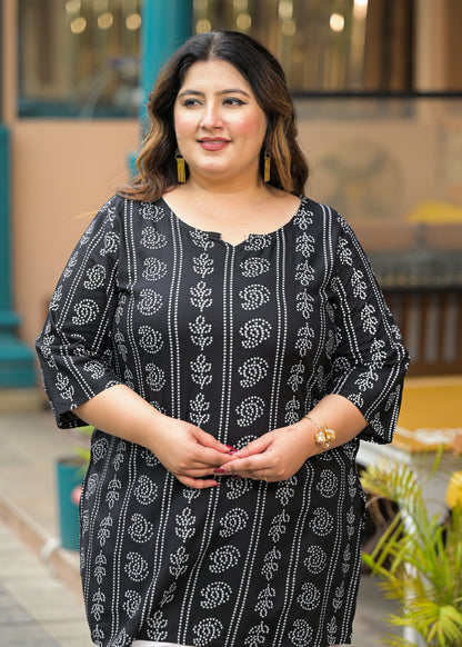 Black Bandhani Print Ethnic Top