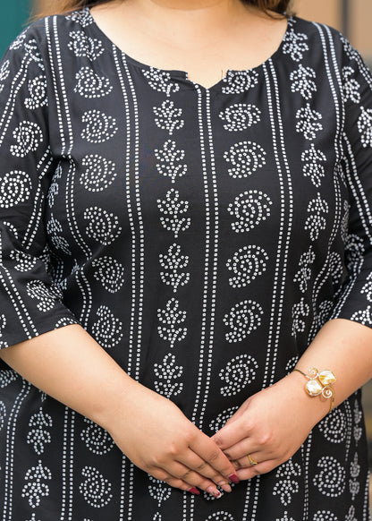 Black Bandhani Print Ethnic Top