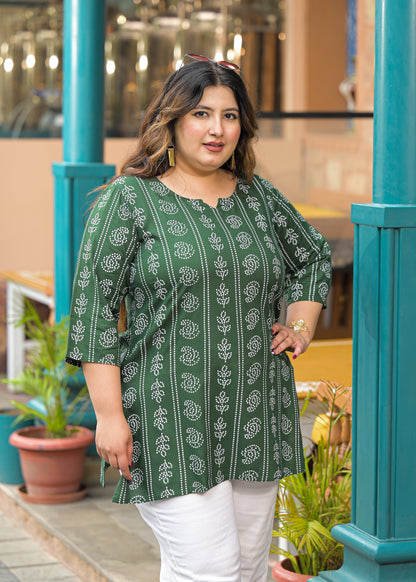 Green Bandhani Print Ethnic Top