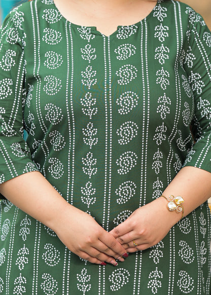 Green Bandhani Print Ethnic Top