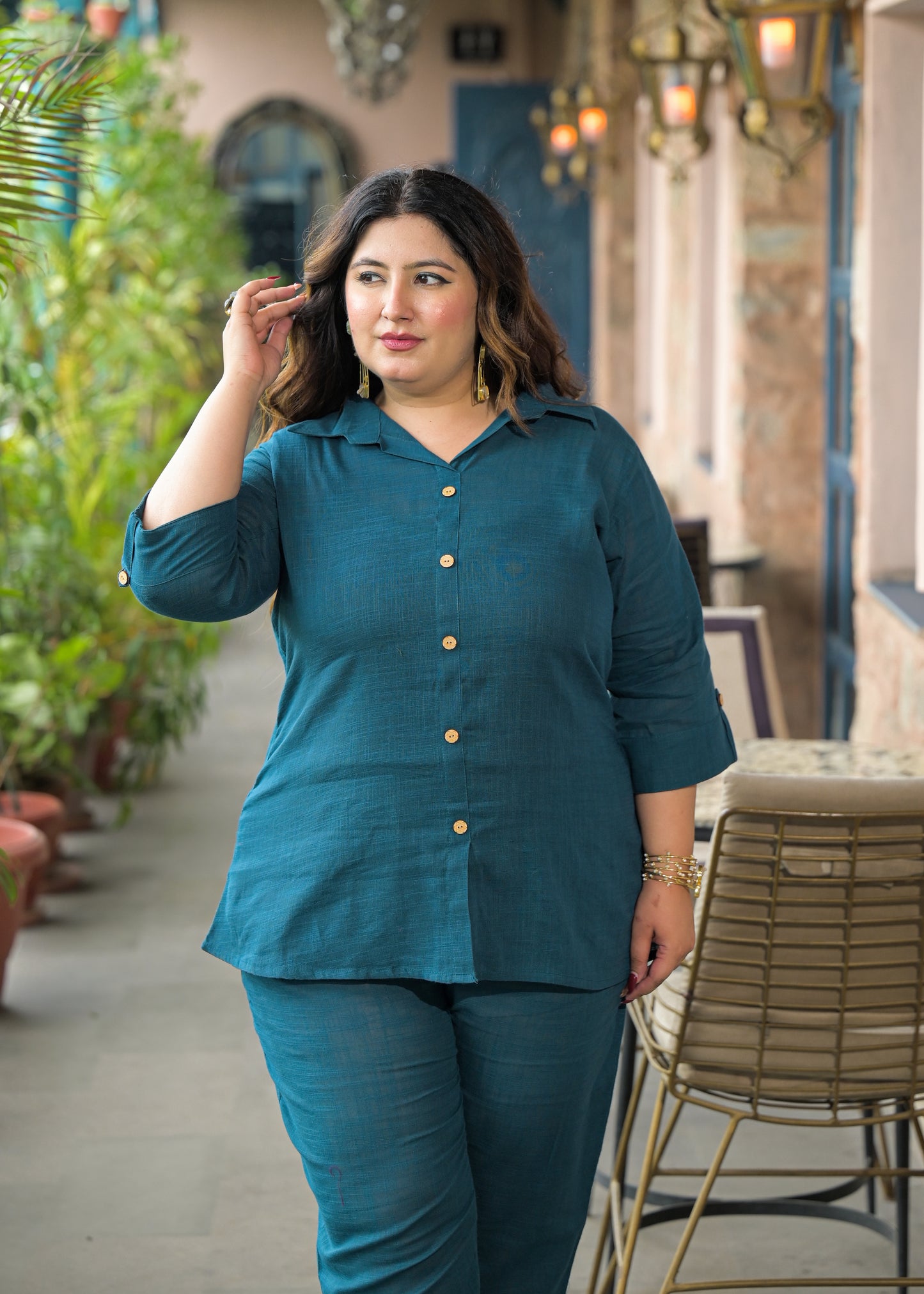 Teal Cotton 2 Piece Co-Ord Set