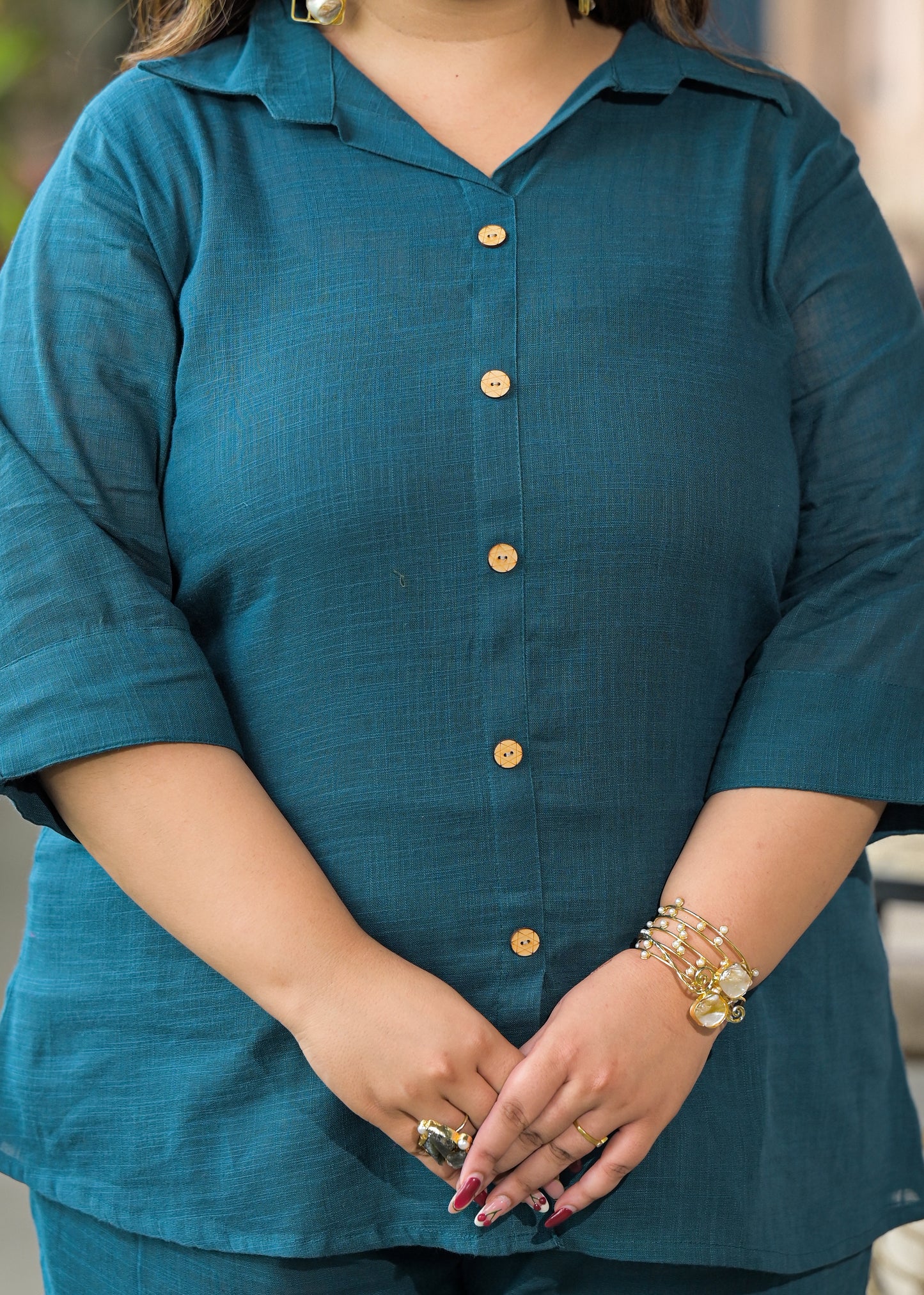 Teal Cotton 2 Piece Co-Ord Set