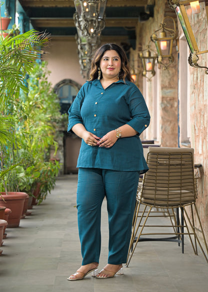 Teal Cotton 2 Piece Co-Ord Set