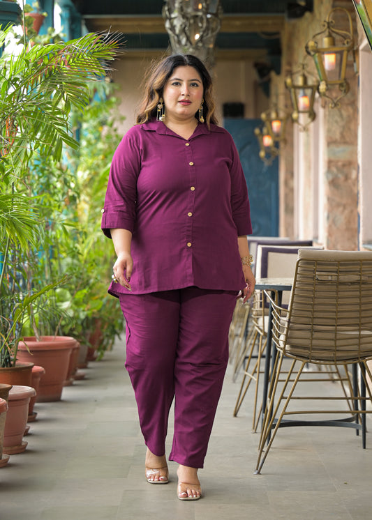 Magenta Cotton 2 Piece Co-Ord Set
