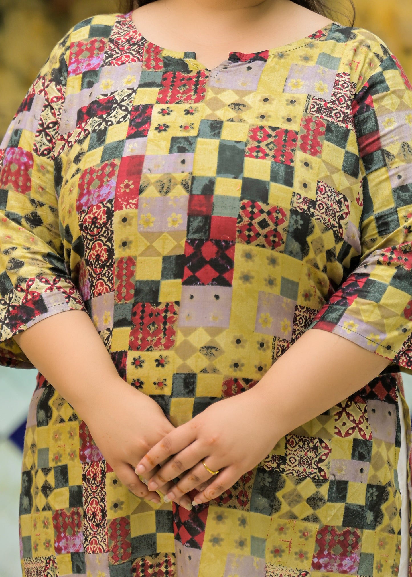 Beige Printed Top/Tunic