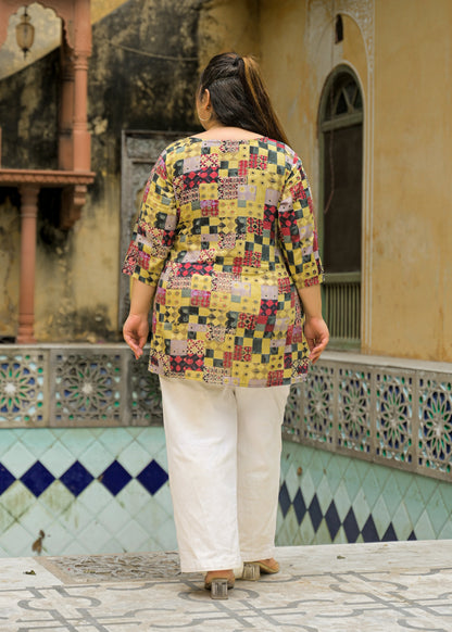 Beige Printed Top/Tunic