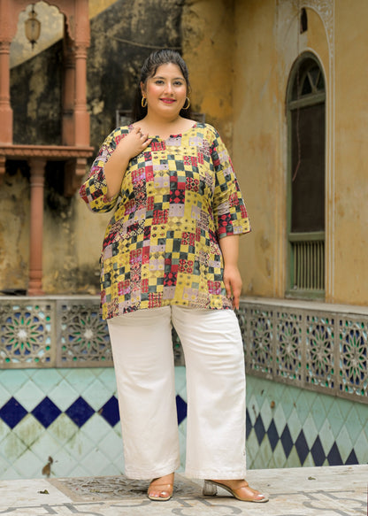 Beige Printed Top/Tunic