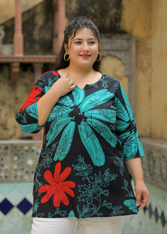 Green Printed Top/Tunic