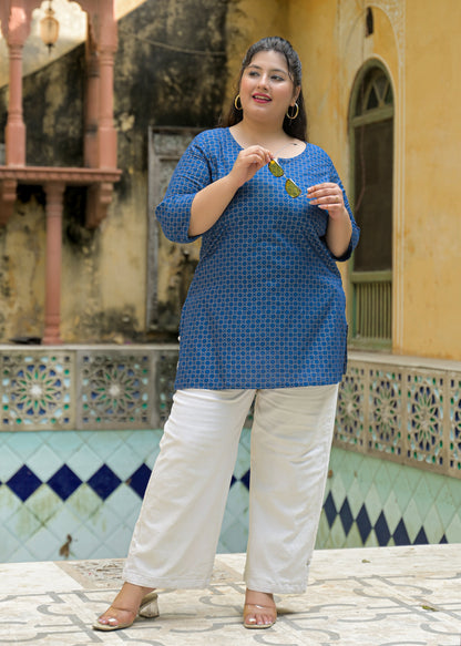 Blue Gold Printed Top/Tunic
