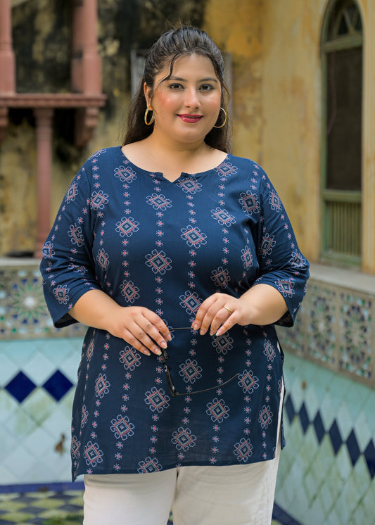 Blue Printed Top/Tunic