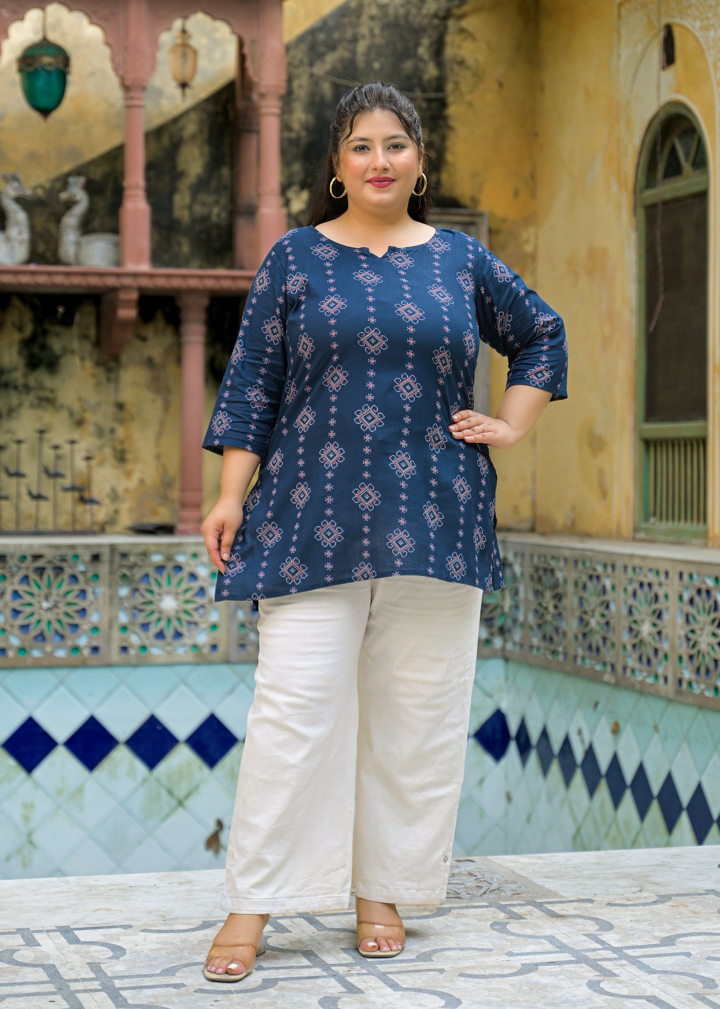 Blue Printed Top/Tunic