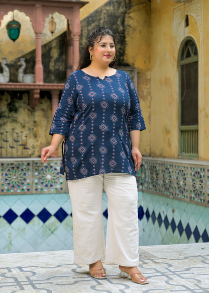 Blue Printed Top/Tunic