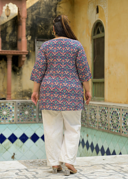 Blue Printed Top/Tunic