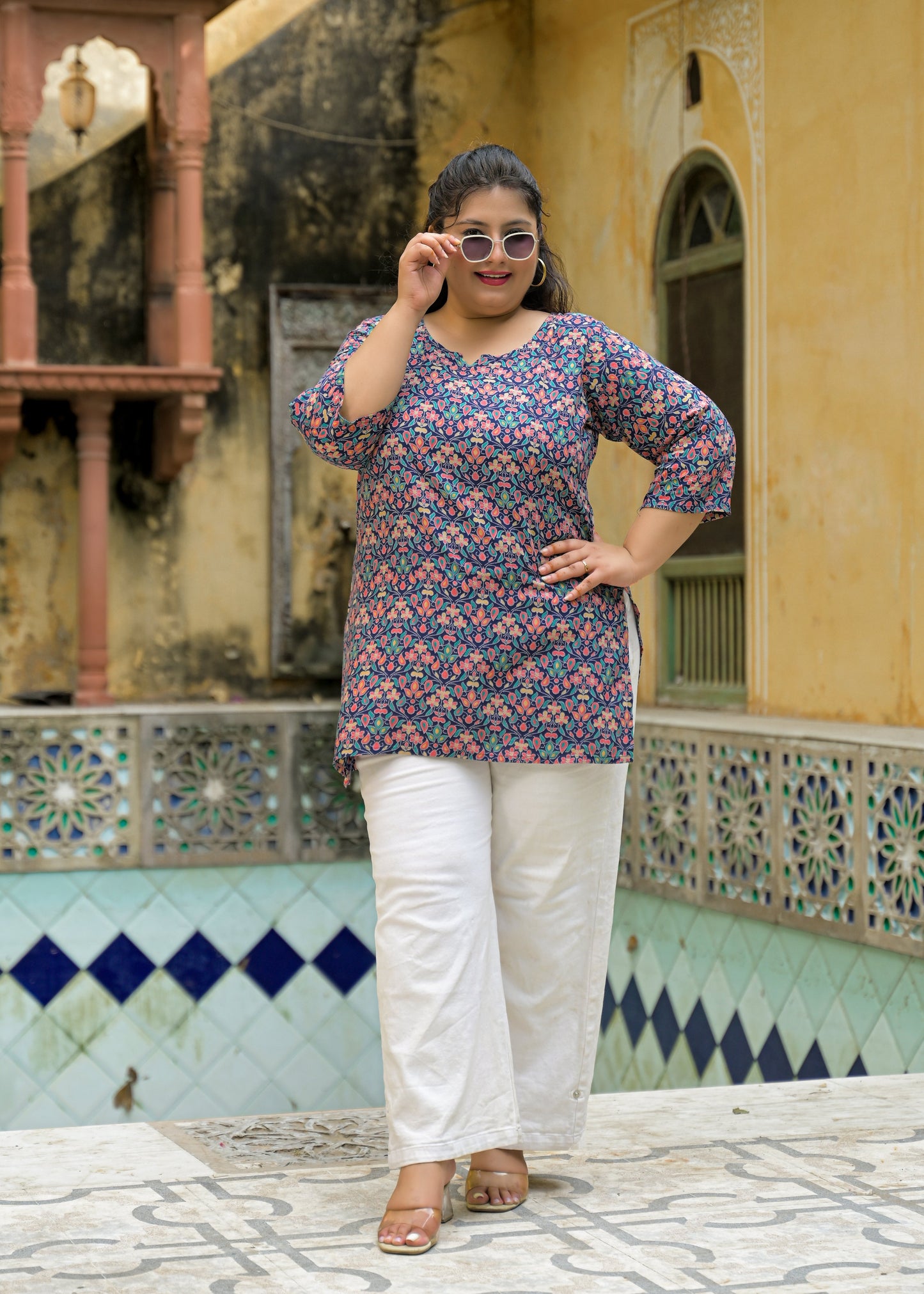 Blue Printed Top/Tunic