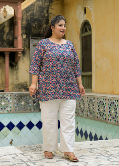 Blue Printed Top/Tunic