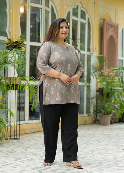 Grey Printed Top/Tunic