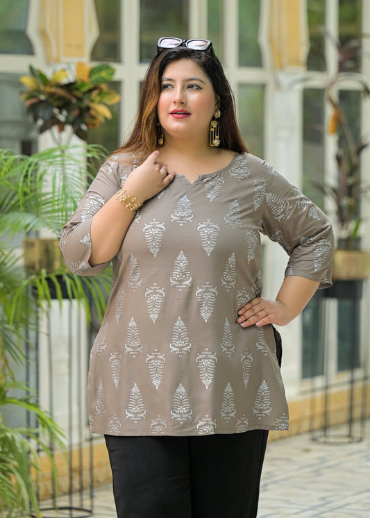 Grey Printed Top/Tunic