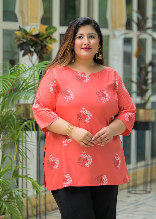 Peach Printed Top/Tunic