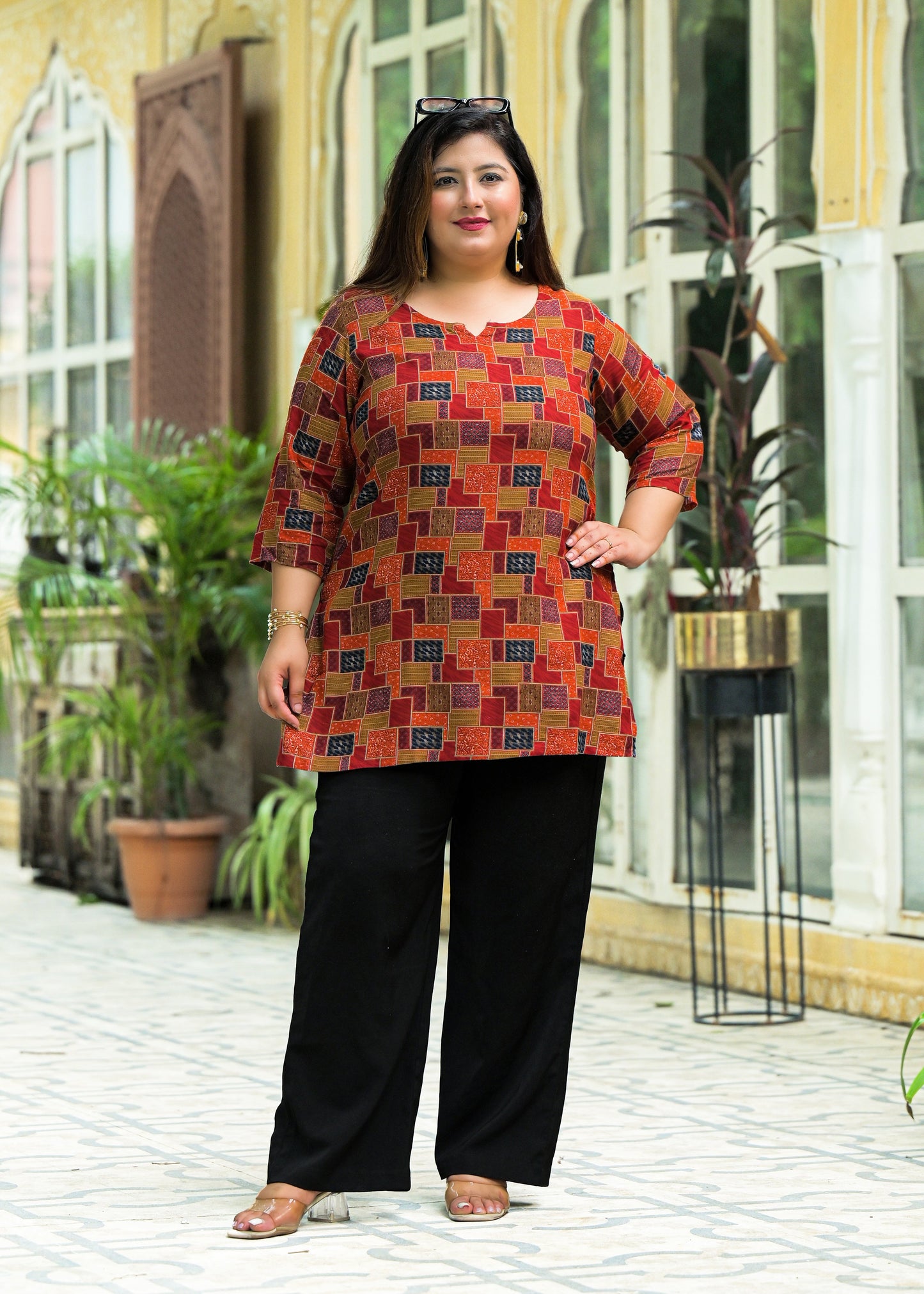 Red Printed Top/Tunic