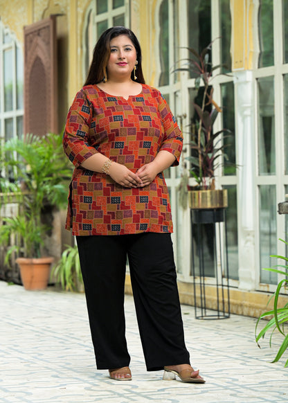 Red Printed Top/Tunic