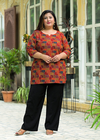 Red Printed Top/Tunic
